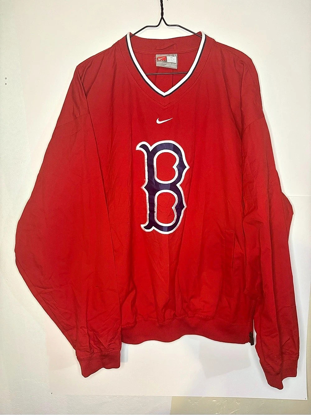 Nike Vintage Team MLB Boston Red Sox V-Neck Pullover Windbreaker Jacket Large